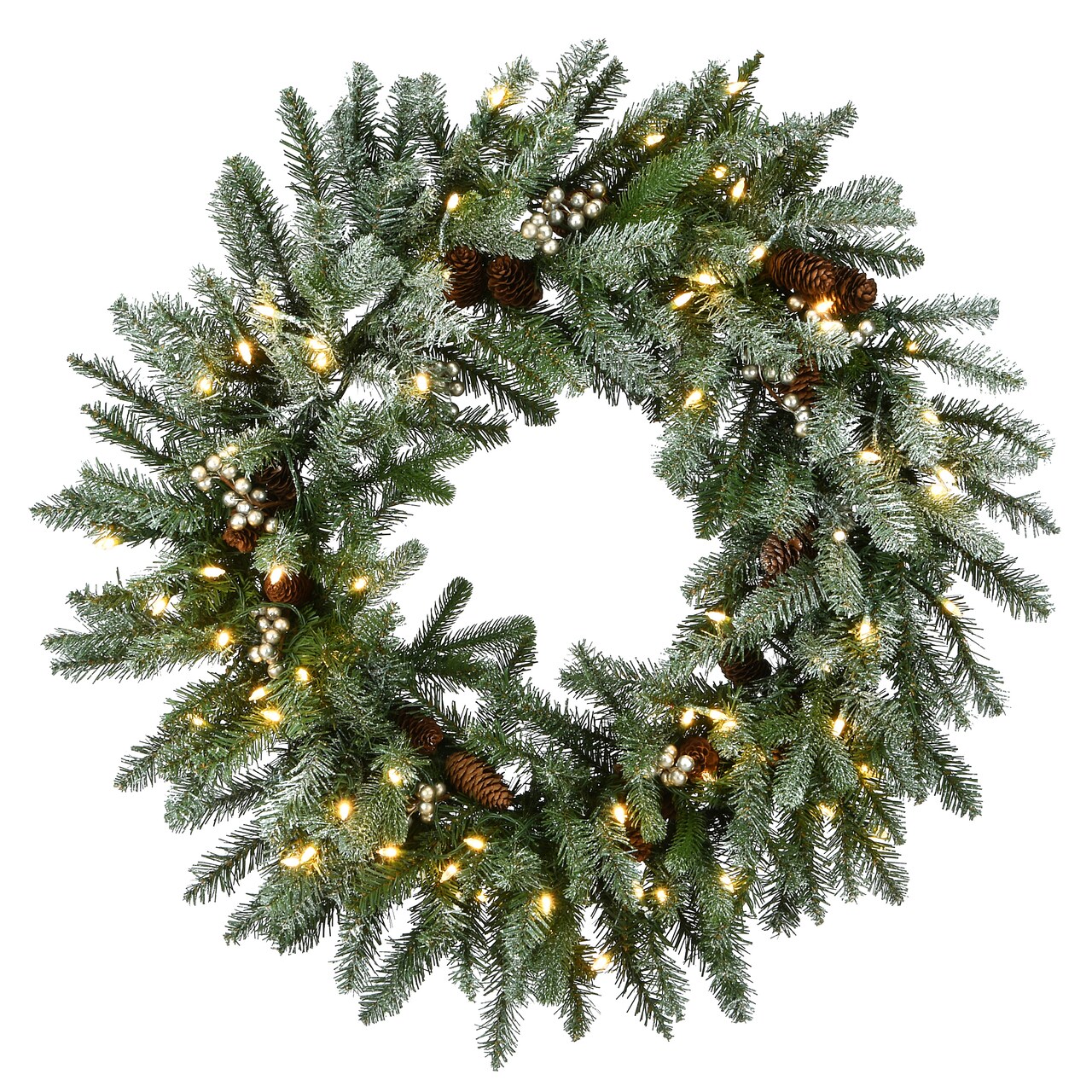 National Tree Company 30" Snowy Morgan Spruce Wreath with Twinkly™ LED Lights